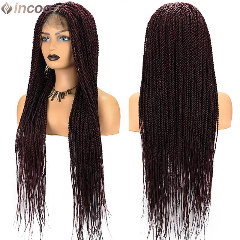 Twist Braided Wigs Box Braided Lace Front Wig For Black Women Synthetic Full Lace Frontal Wig Faux Locs Wig Goddess Braids Wigs