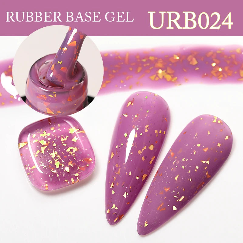 UR SUGAR 7ml Crystal Nude Rubber Base Gel Milky White Pink Gold Glitter Semi Permanent Soak Off UV LED Nail Art Construction Gel