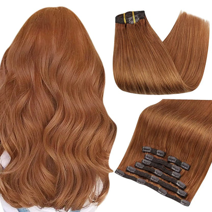 Full Shine Human Hair Extensions Clip in Hair Extensions Human Hair 7PCS 105G Double Weft Hair Extensions Human Hair For Woman