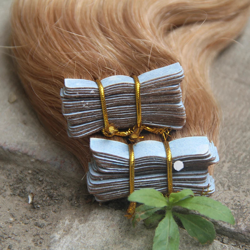 16-26inch Tape In Human Hair Extensions #27 Mongolian Machine Remy Body Wave Skin Weft Human Hair Tape On Adhesive 40pcs/100g