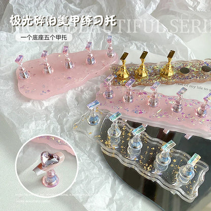 Aurora Acrylic Nail Holder With Base Showing Shelves Nail Stand For Press On Nails Fake Nail Tips Training Display Organizer