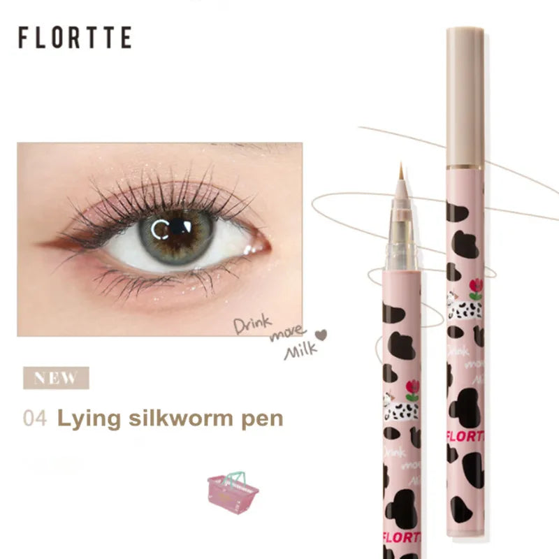 Flortte Ultra-fine Liquid Eyeliner&Lying Silkworm Pen Waterproof Long Lasting No Smudging Eye Liner Applicator Pencil