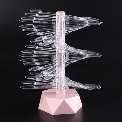 60 Nail Art False Tips Display Stand Spiral Shelf Showing Gel Polish Oval Square Nails Showing Shelf Rack Manicure Practice Tool