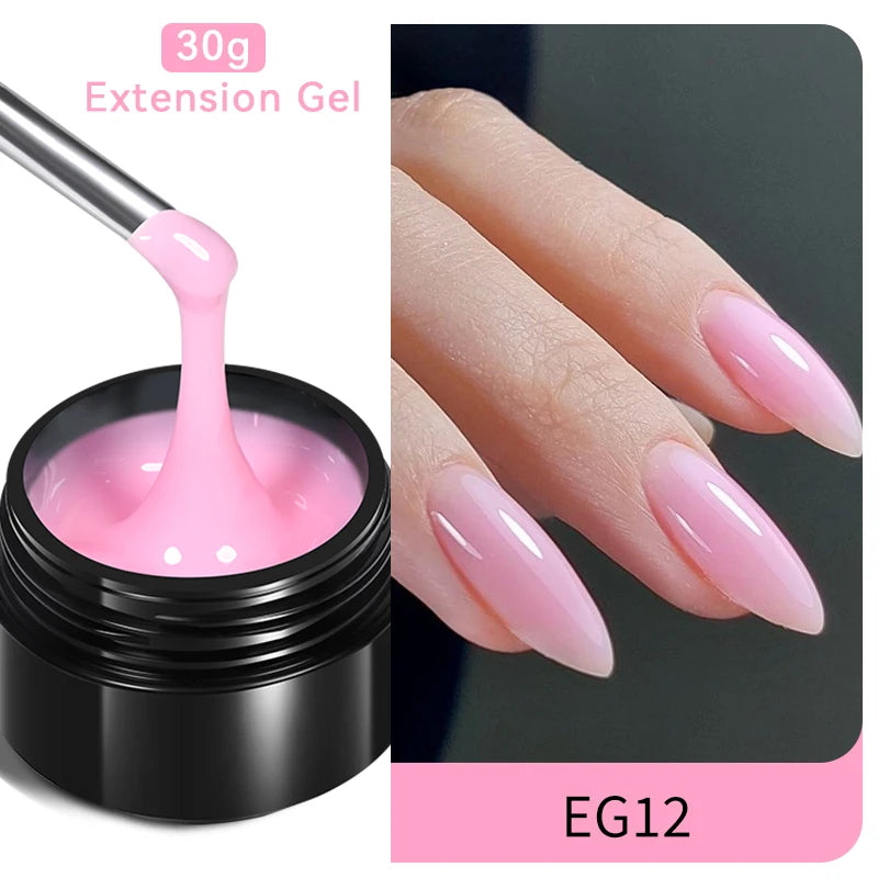 BORN PRETTY 30ml Glitter Pink Hard Jelly Nail Extension Gel Nail Polish Milky White Clear Color Soak Off UV Construction Gel