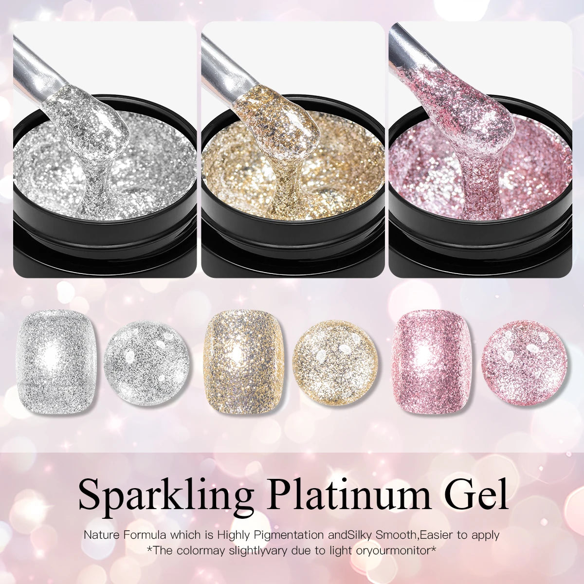 Four Lily 8ml Gold Sparkling Platinum Nail Gel Polish Glitter Long Lasting Semi Permanent Nail Art Painting Gel Varnish Design