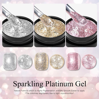 Four Lily 8ml Gold Sparkling Platinum Nail Gel Polish Glitter Long Lasting Semi Permanent Nail Art Painting Gel Varnish Design