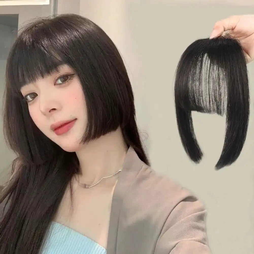 1Pc Cute Synthesis Princess Cut Bangs Hair Extension Synthetic Wig Natural High Temperature Synthetic Fake Bangs Hair Piece Clip