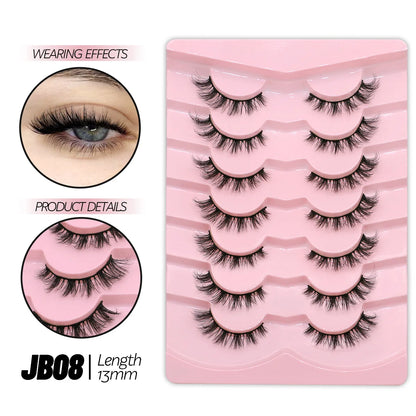 GROINNEYA Half Eyelashes Natural Cat Eye Lashes Soft Wispy Clear Band Lashes With Winged Ends For Extended Eye Look Makeup