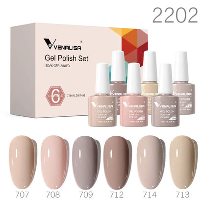 Venalisa Color Nail Gel Polish Kit  Jelly Pink Semi-transparent HEMA FREE Self Leveling Nude Natural Pink Nail Manicure Set