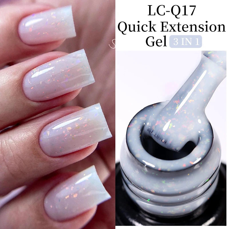 LILYCUTE 7ML Pink Glitter Quick Extension Gel Nail Polish Pink Gold Foils Effect Vernis Semi Permanent UV Gel Nail Art Hard Gel