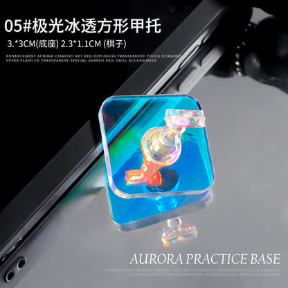 Aurora Magnetic Nail Holder Practice Display Stand Acrylic Crystal Showing Shelf Nail Art Tool Colorful Nail Polish For Novice