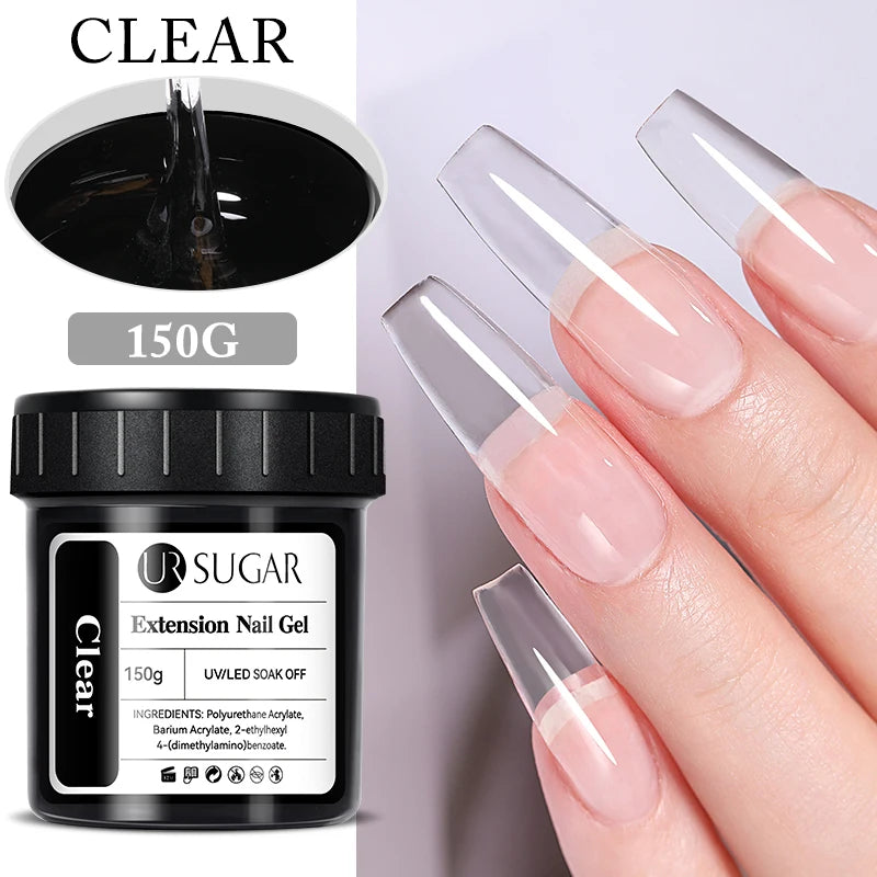 UR SUGAR 150g Quick Extension Gel  Pink Jelly Milky White Camouflage Finger French Hard Gel UV LED Gel Nail Art Design Manicure