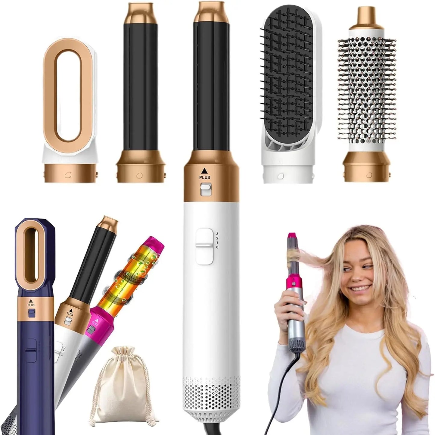 Happy Curls 5 in 1 Hairstyler Pro, Happy Curls, Happy Curls Styler, New Mini Curling Iron, Electric Hair Brush Styler