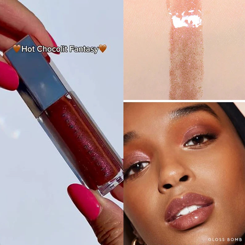 Gloss Bomb Universal Lip Luminizer 9 Colors Non-Sticky Moisturizing Lip Gloss Plumping and Long-Lasting Glitter Liquid Lipstick