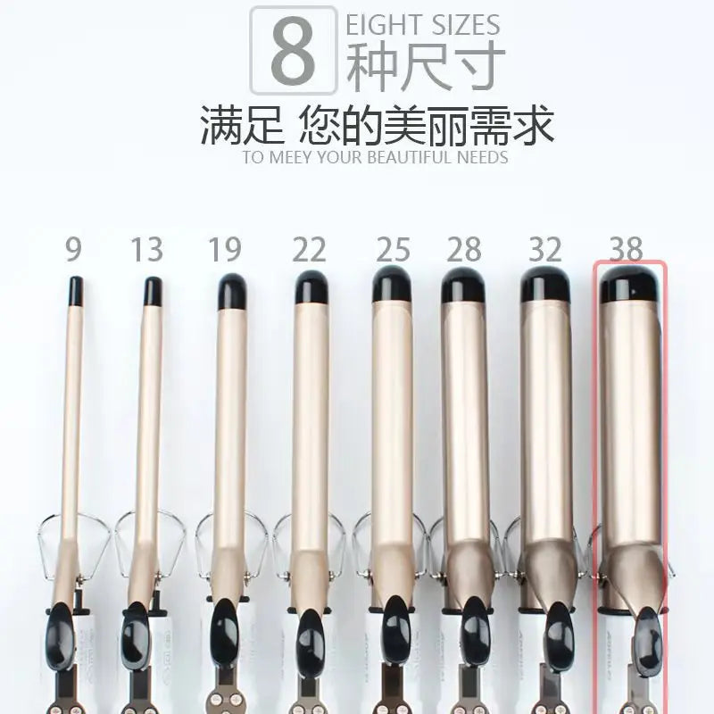 Temperature Setting Electric Hair Curler Long Curling Tong Wand 9-38mm Professional Hair Curling Iron LCD Screen