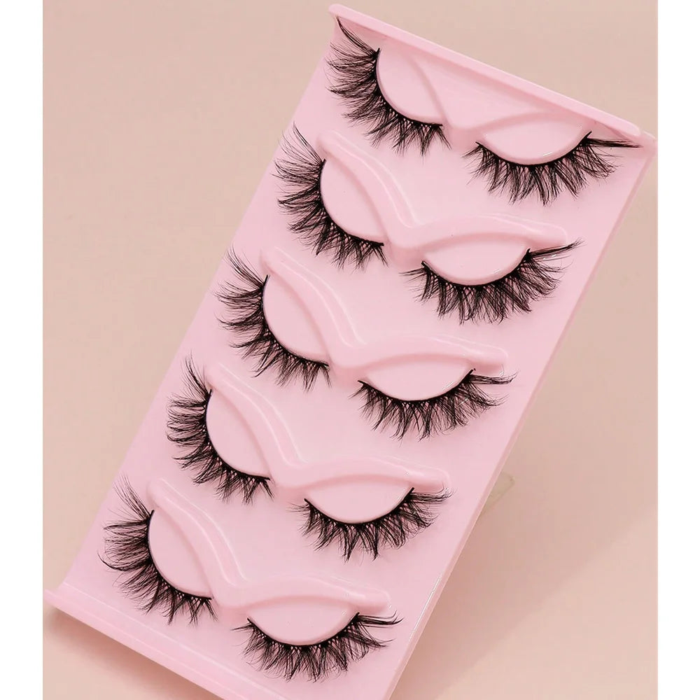 5 Pairs Cat Eye Lashes Faux Mink Eyelashes Winged End Eye Elongated Eyelashes Natural long Manga Lashes Fake Lashes Makeup