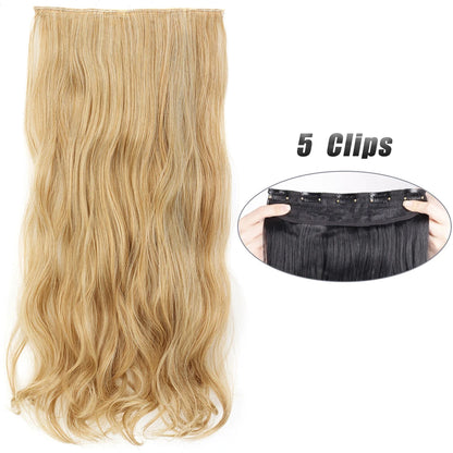 Synthetic 5 Clip In Hair Extensions Long Straight Hairstyle Hairpiece Black Brown Blonde 80CM Natural Fake Hair For Women