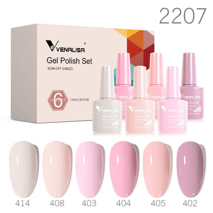 Venalisa Color Nail Gel Polish Kit  Jelly Pink Semi-transparent HEMA FREE Self Leveling Nude Natural Pink Nail Manicure Set