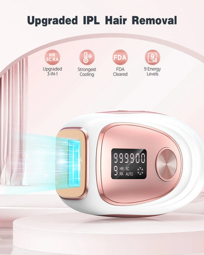 IPL Hair Removal Ice Cooling Women Men Upgraded 999,900 Flashes 5 Levels Permanent whole body Hair Removal Device Laser Epilator