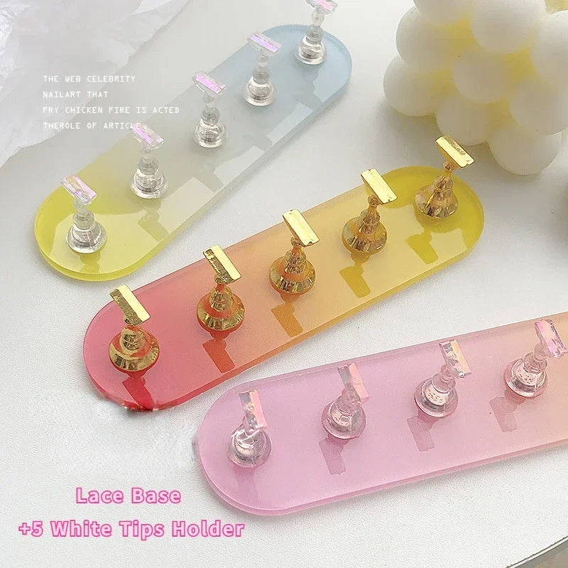 Aurora Magnetic Nail Holder Practice Display Stand Acrylic Crystal Showing Shelf Nail Art Tool Colorful Nail Polish For Novice