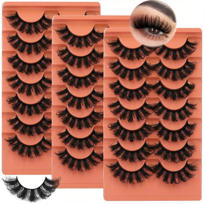 3Boxes(21Pairs) False Lashes Fluffy False Eyelashes Full Wispy Lashes 8D Volume Curly Fake Eyelashes