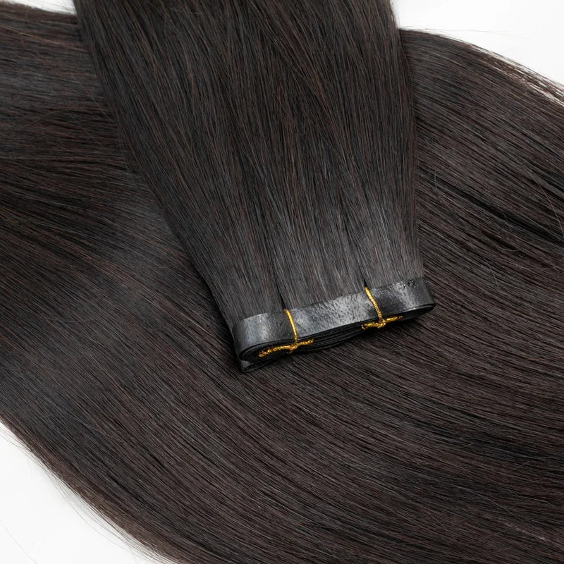 Invisible Long Tape PU Weft Human Hair Bundles Real Natural Hair Seamless & No-Glue Injected Tape In Hair Extensions Thick Ends