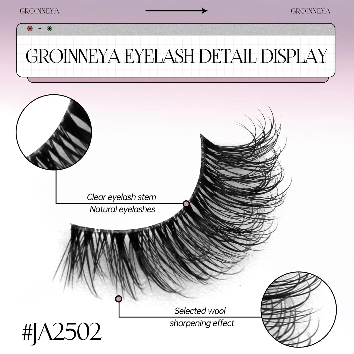 GROINNEYA Half Fake Eyelashes Half Lashes Soft Natural Cat Eye Lashes Natural Look nvisible Band Eyeashe Fluffy Eyelashes