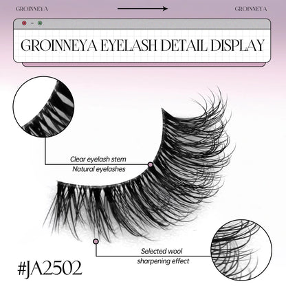 GROINNEYA Half Fake Eyelashes Half Lashes Soft Natural Cat Eye Lashes Natural Look nvisible Band Eyeashe Fluffy Eyelashes