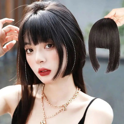 1Pc Cute Synthesis Princess Cut Bangs Hair Extension Synthetic Wig Natural High Temperature Synthetic Fake Bangs Hair Piece Clip