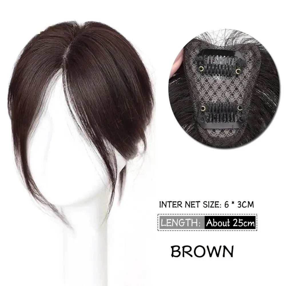 Middle Part Fake Bangs Fringe Synthetic Topper Hairpiece Clip-In Bang Extension Natural Invisible Clourse Hairpiece Women