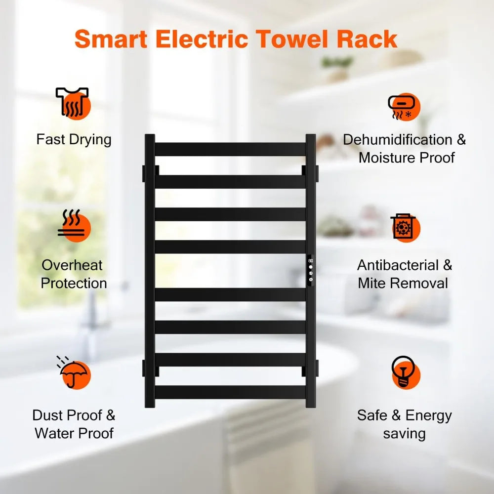 Towel Warmer, Towel Heater Rack for Bathroom, 8-bar Electric Towel Dryer with Timer and Smart Temperature Control