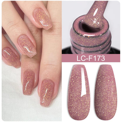 LILYCUTE 7ML Reflective Glitter Gel Nail Polish Bright Sparkling Silver Color Semi-permanent Soak Off Nail Art UV Gel Varnishes