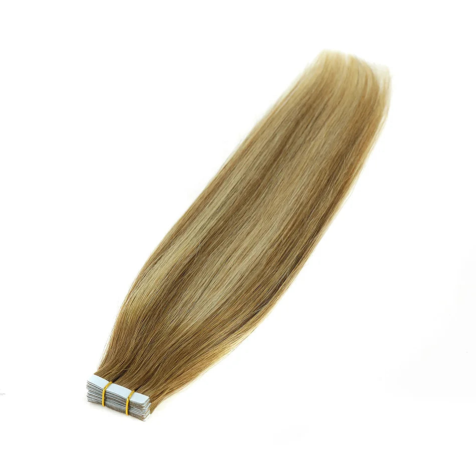 BHF Tape In Hair Extensions Human Hair 20pcs/Pack European Remy Straight Invisible Tape Ins Adhensive Hair Extensions