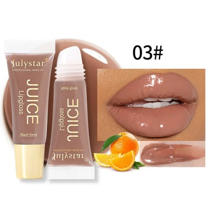 Nude Brown Plumping Lip Gloss Moisturising Fruit Lip Oil Transparent Fullness Lips Tint Soft Tube Makeup Applicator Beauty Care