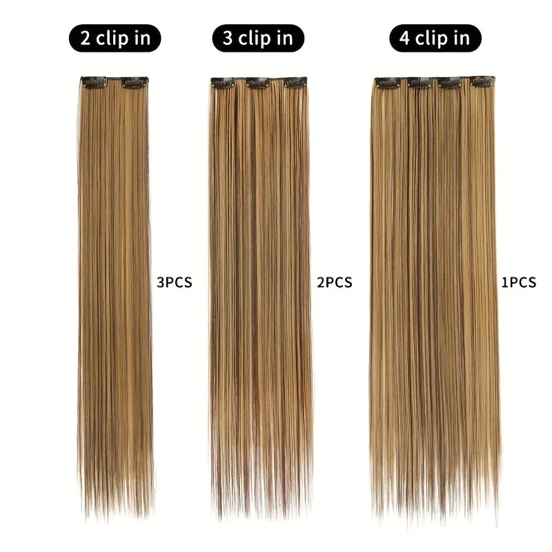 16pcs Clip In Long Straight Hair Extensions Synthetic Fiber Straight Hairpiece For Women Girls Hair Clips Hair Accessories