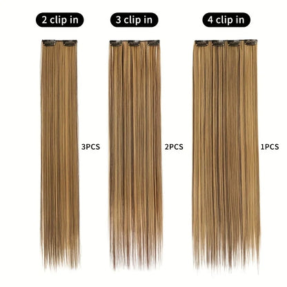 16pcs Clip In Long Straight Hair Extensions Synthetic Fiber Straight Hairpiece For Women Girls Hair Clips Hair Accessories