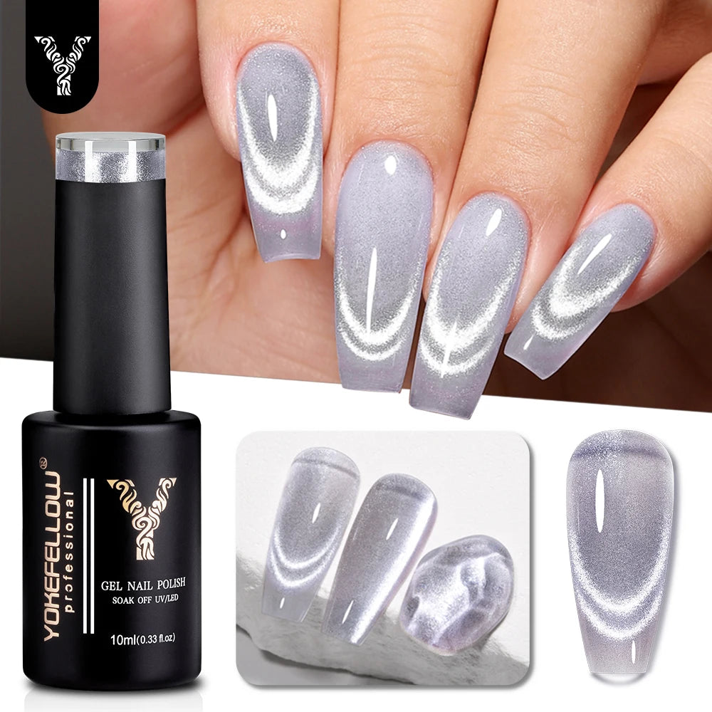 YOKEFELLOW 2024 New Dreamland Cat Eye Gel Nail Polish 10ml Dual Gloss Dreamland Color Soak Off Cat Magnetic UV Gel Varnish DIY