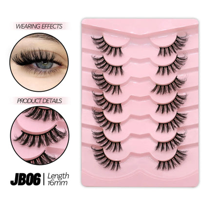 GROINNEYA Half Eyelashes Natural Cat Eye Lashes Soft Wispy Clear Band Lashes With Winged Ends For Extended Eye Look Makeup