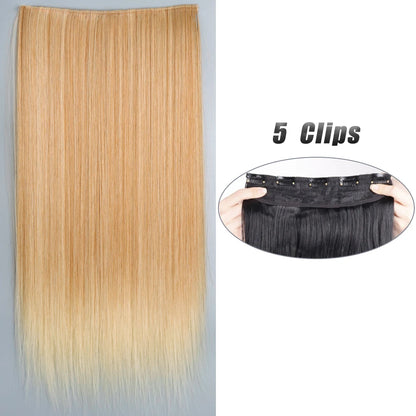 Synthetic 5 Clip In Hair Extensions Long Straight Hairstyle Hairpiece Black Brown Blonde 80CM Natural Fake Hair For Women