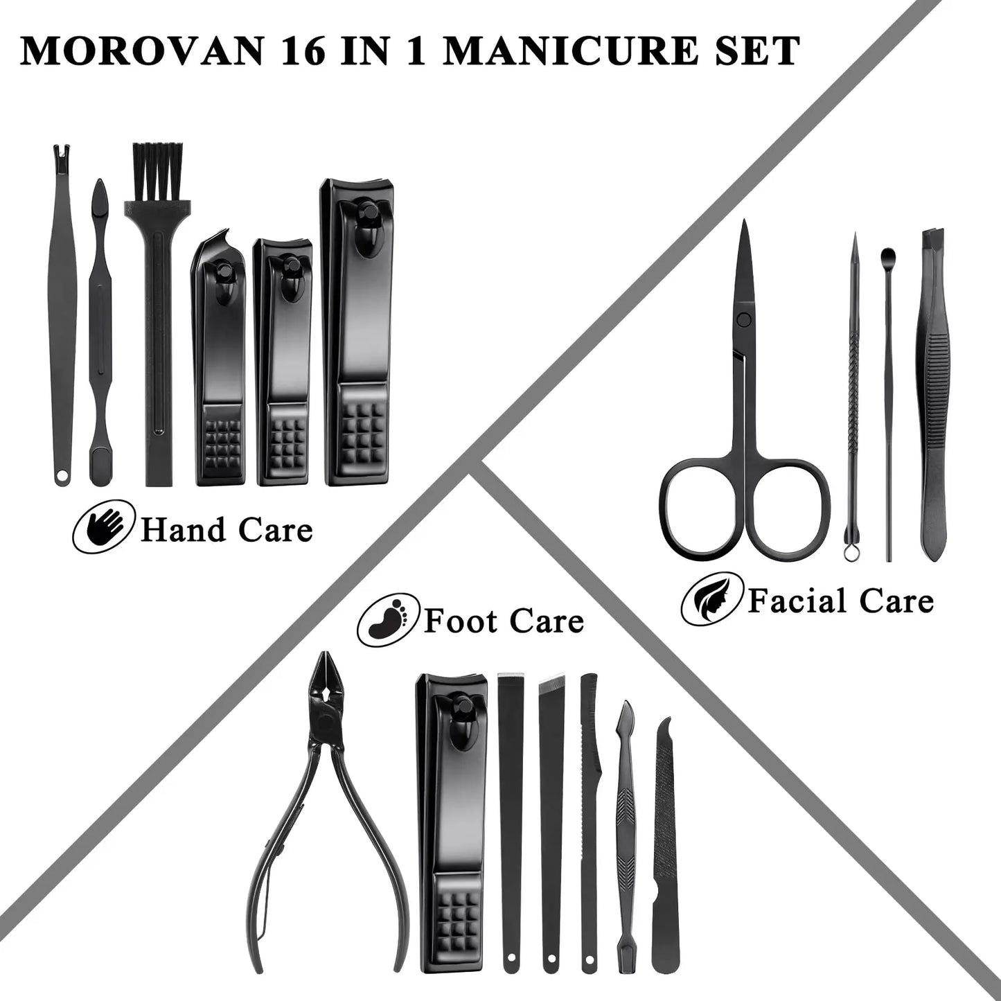 4/16 pcs Manicure Set Pedicure Sets Nail Clippers High-quality Steel Professional Nail Cutters Tools with Travel Case Kit Home C