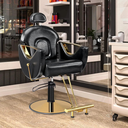 Omysalon Stylist Chairs For Salon All Purpose Barber Chair For Home Barbershop Shampoo, Reclining Salon Chair For Hair Stylist,