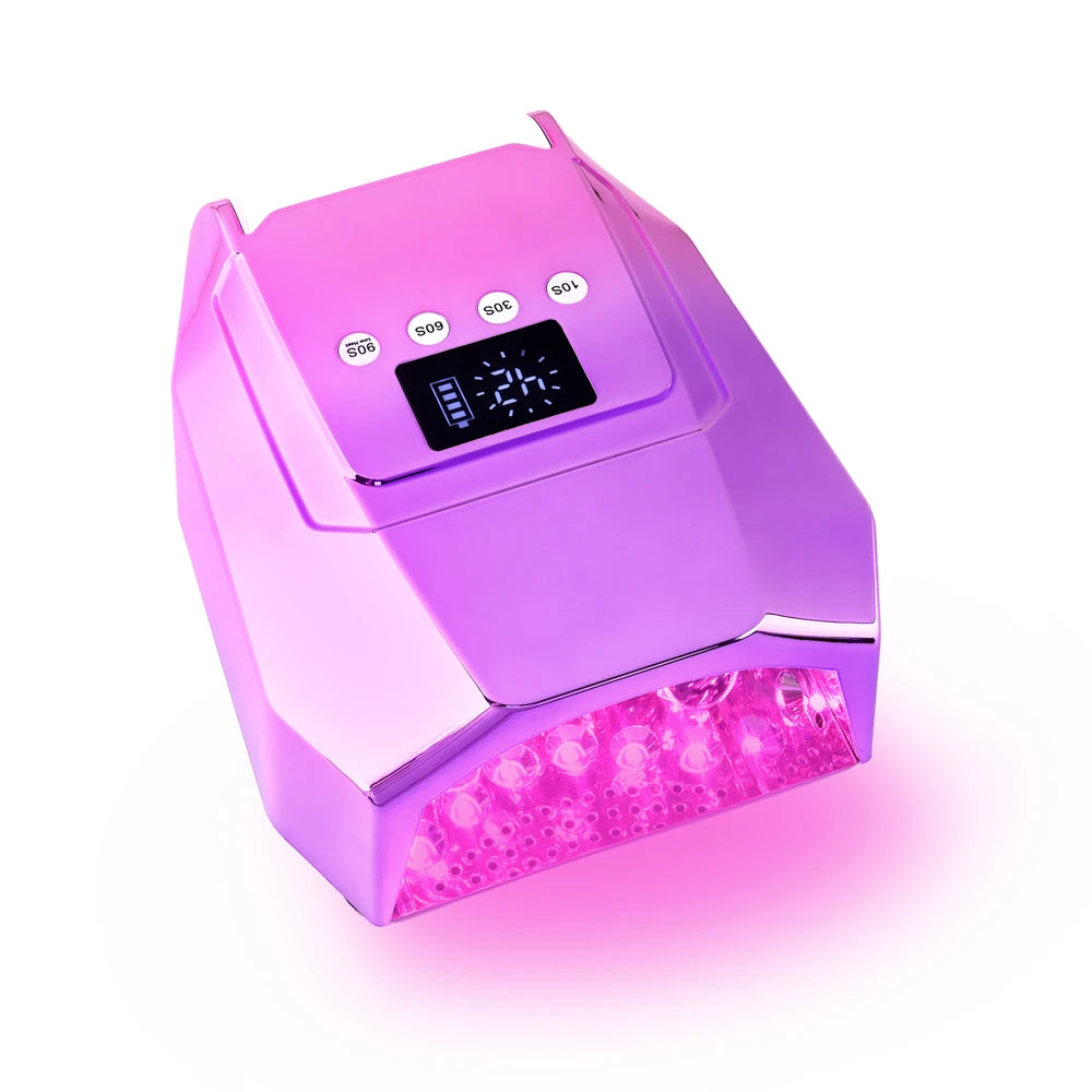 Pro 98W Nail Lamp Cordless Rechargeable UV LED Nail Dryer for Curing Gel Polish Powerful Pink Light Nail Lamp Machine