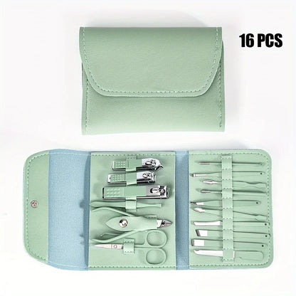 16pcs Professional Nail Clippers and Cuticle Nippers Set with Travel Case Manicure Set Pedicure Sets Nail Clippers