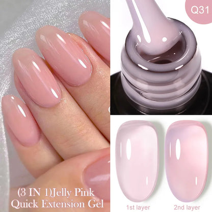 LILYCUTE 7ML Pink Glitter Quick Extension Gel Nail Polish Pink Gold Foils Effect Vernis Semi Permanent UV Gel Nail Art Hard Gel