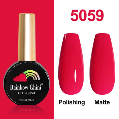 Rainbow Ghini 15ml Glitter Dark Red Gel Nail Polish Semi-Permanent Varnish UV Pale Red Nail Gel Art Supplies for Professionals