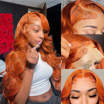 30 36 Inch Ginger Body Wave Human Hair Colored Wigs Hd Lace Frontal Wig 13X6 13X4 For Black Women Preplucked Lace Front Wigs