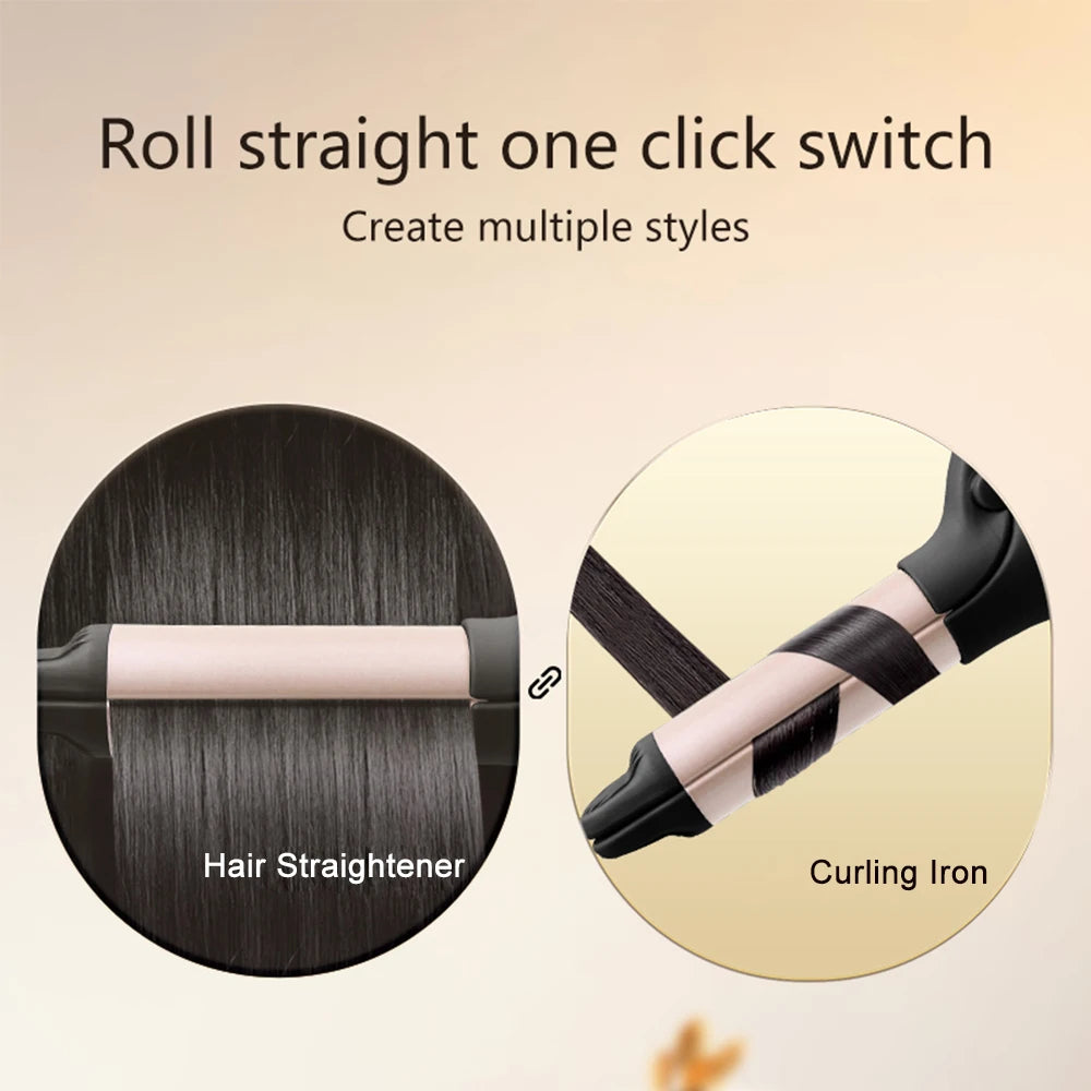 Mini Wireless Curling Iron Portable Hair Straightener USB Rechargeable Fast Heating Hair Curler for Travel