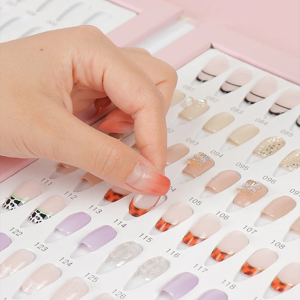 160PCS Colors Fake Nails Tips Display Book Nail Polish Storage Book False Nails Styles Showing Book with 192PCS Fake Nails Tools