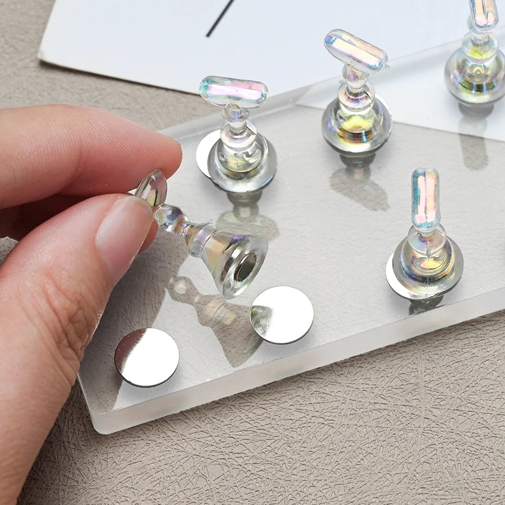 5/10pcs Transparent Aurora Nail Stand Magnetic False Nails Holder Press on Nail Display Nail Rack Acrylic Nail Training/Painting