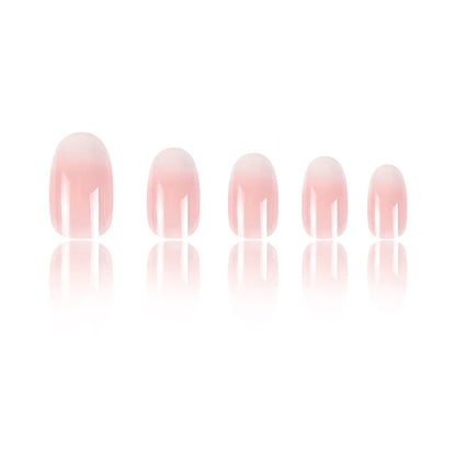 24Pcs Oval Short Pink Press on Nails Simple Ombre Spring False Nail for Sweet Sassy Cool Women&Girl Removable Wearable Nail Art